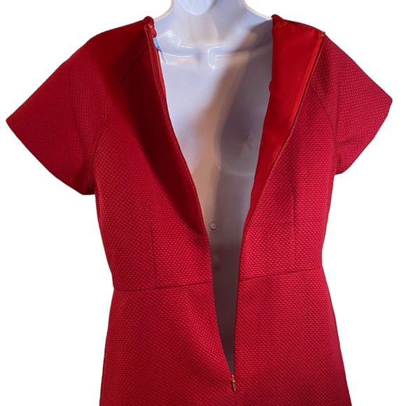 Draper James Sheath Dress | 10 | Red | Short Sleeve | Midi - Picture 6 of 12